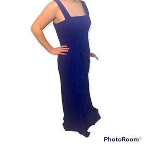 BADGLEY MISCHKA Cobalt Blue Full Length Silk Gown Size 14